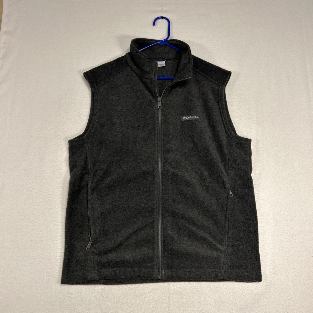 Columbia Fleece Vest Mens Medium Gray Granite Mountain Full Zip 1646731